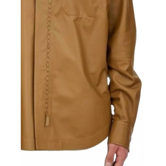 NEW SALVATORE FERRAGAMO napa leather shirt jacket in beige/khaki - Picture 3 of 3